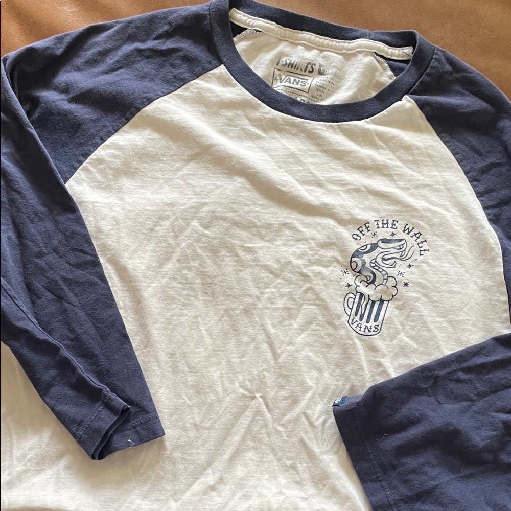 Vans Blue and White Graphic Raglan Tee